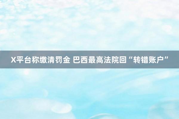 X平台称缴清罚金 巴西最高法院回“转错账户”